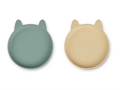 Liewood rabbit peppermint wheat yellow mix plate Olivia silicone (2-pack)